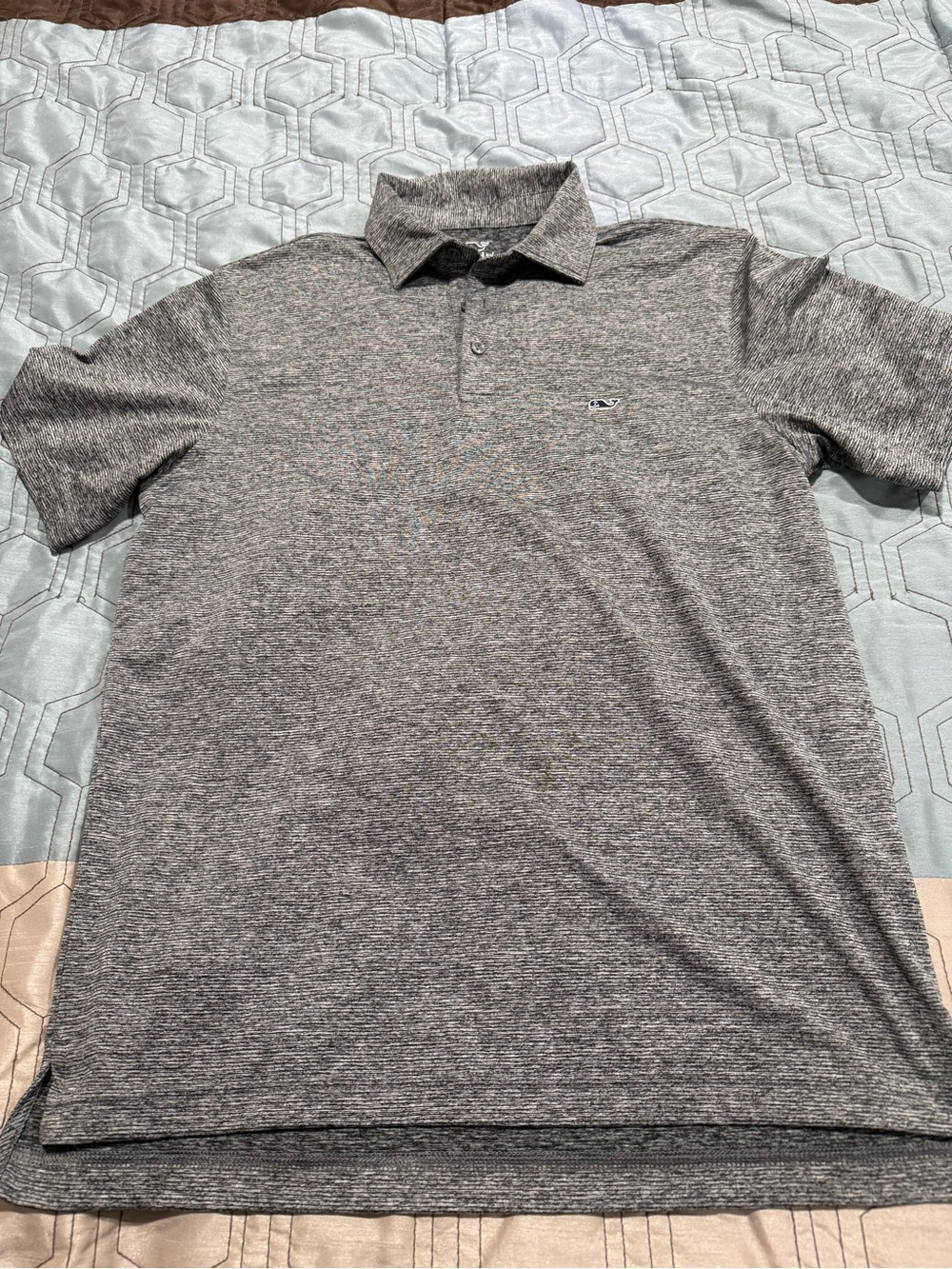 Men’s Vineyard Vines Destin stripe gray performance polo shirt Small